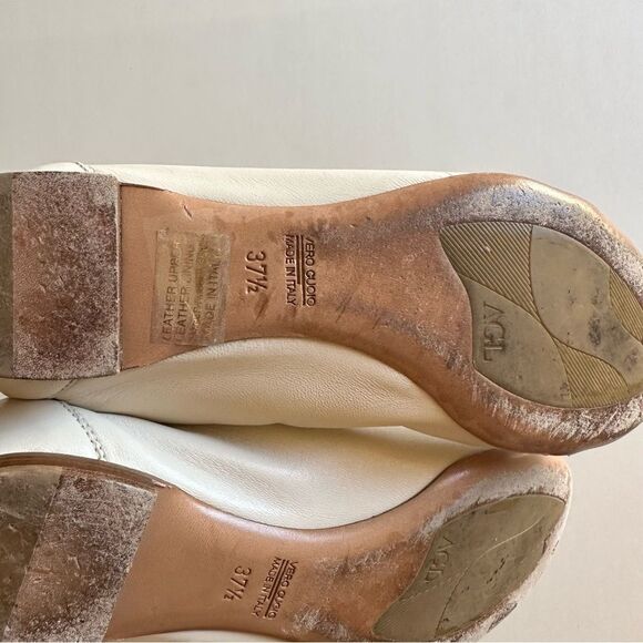 AGL White Leather Black Patient Leather Cap toe Monika ballet flat - Picture 8 of 10